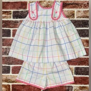 Lulu Bebe rainbow windowpane shorts set 4t girls boutique